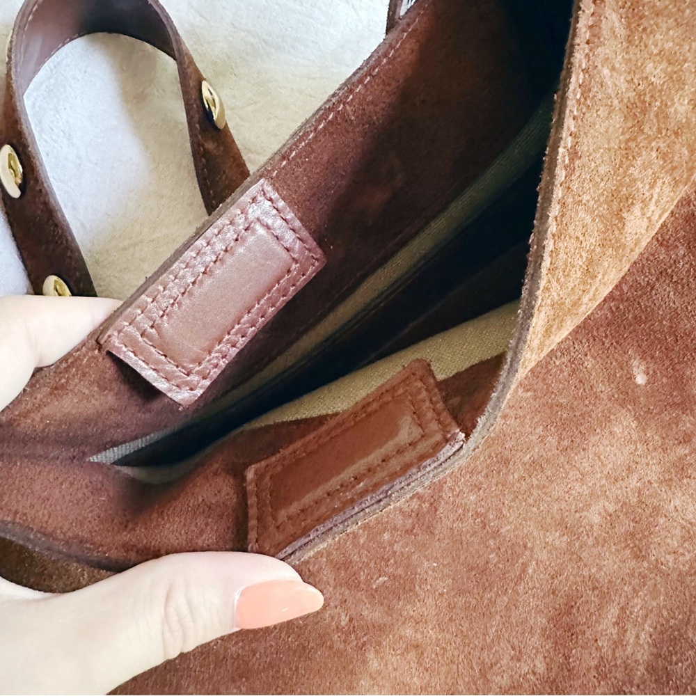 NWT Madewell essential suede bucket tote bag soft mahogany brown suede leather - Picture 16 of 16